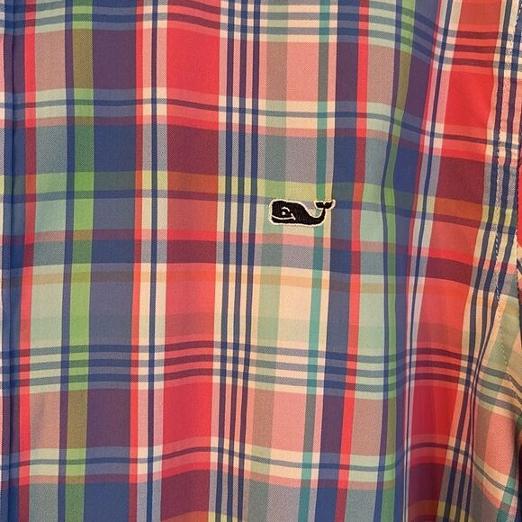 Vineyard Vines Men’s pastel plaid long sleeve slim fit whale shirt office large - Picture 4 of 9
